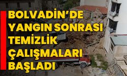 Bolvadin’de yangın sonrası temizlik çalışmaları başladı