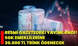 Resmi Gazetedeki Yayımlandı! SGK Emeklilerine 30.000 TL Trink Ödenecek