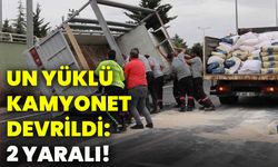 Un yüklü kamyonet devrildi: 2 yaralı!