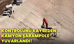 Kontrolünü kaybeden kamyon şarampole yuvarlandı!