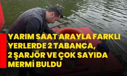 Yarım saat arayla farklı yerlerde 2 tabanca, 2 şarjör ve çok sayıda mermi buldu