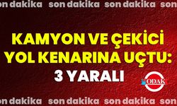 Kamyon ve Çekici Yol Kenarına Uçtu: 3 Yaralı