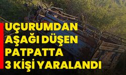 Uçurumdan aşağı düşen patpatta 3 kişi yaralandı