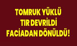 Tomruk yüklü tır devrildi, faciadan dönüldü!
