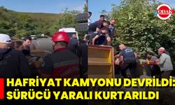 Hafriyat Kamyonu Devrildi: Sürücü Yaralı Kurtarıldı