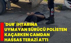 'Dur' ihtarına uymayan sürücü polisten kaçarken camdan hassas terazi attı