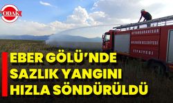 Eber Gölü’nde Sazlık Yangını Hızla Söndürüldü