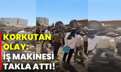 Korkutan olay: İş makinesi takla attı!
