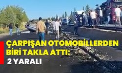 Çarpışan otomobillerden biri takla attı: 2 yaralı