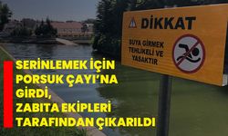 Serinlemek için Porsuk Çayı’na girdi, zabıta ekipleri tarafından çıkarıldı
