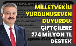 Milletvekili Yurdunuseven Duyurdu: Çiftçilere 274 Milyon TL Destek