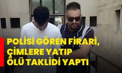 Polisi gören firari, çimlere yatıp ölü taklidi yaptı
