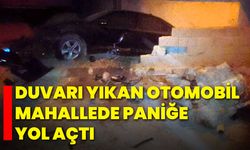 Duvarı Yıkan Otomobil Mahallede Paniğe Yol Açtı