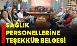 Sağlık personellerine teşekkür belgesi