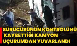 Sürücüsünün kontrolünü kaybettiği kamyon uçurumdan yuvarlandı
