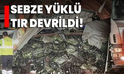 Sebze Yüklü Tır Devrildi!