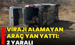 Virajı Alamayan Araç Yan Yattı: 2 Yaralı