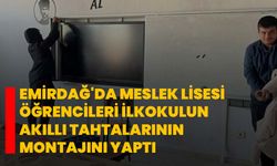 Emirdağ'da meslek lisesi öğrencileri ilkokulun akıllı tahtalarının montajını yaptı