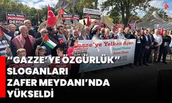 “Gazze’ye Özgürlük” Sloganları Zafer Meydanı’nda Yükseldi