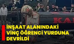 İnşaat alanındaki vinç öğrenci yurduna devrildi