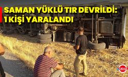 Saman Yüklü Tır Devrildi