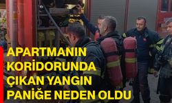 Apartmanın koridorunda çıkan yangın paniğe neden oldu