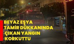 Beyaz eşya tamir dükkanında çıkan yangın korkuttu