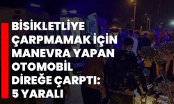 Bisikletliye çarpmamak için manevra yapan otomobil direğe çarptı: 5 yaralı