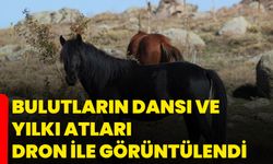 Bulutların dansı ve yılkı atları dron ile görüntülendi