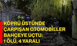 Köprü üstünde çarpışan otomobiller bahçeye uçtu: 1 ölü, 4 yaralı