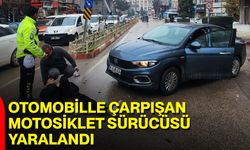 Otomobille Çarpışan Motosiklet Sürücüsü Yaralandı