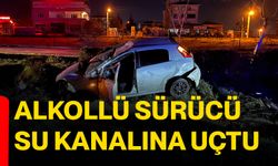 Alkollü sürücü su kanalına uçtu