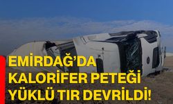Emirdağ’da kalorifer peteği yüklü tır devrildi!