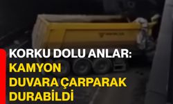 Korku Dolu Anlar: Kamyon Duvara Çarparak Durabildi
