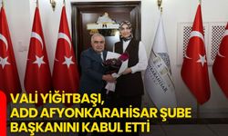 Vali Yiğitbaşı, ADD Afyonkarahisar Şube Başkanını Kabul Etti