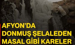 Afyon’da donmuş şelaleden masal gibi kareler