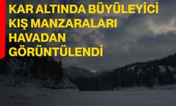 Kar altında büyüleyici kış manzaraları havadan görüntülendi