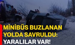 Minibüs buzlanan yolda savruldu: Yaralılar var!