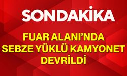 Fuar Alanı’nda Sebze Yüklü Kamyonet Devrildi