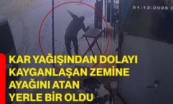 Kar yağışından dolayı kayganlaşan zemine ayağını atan yerle bir oldu
