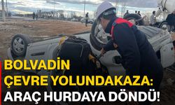 Bolvadin çevre yolunda kaza: Araç hurdaya döndü!