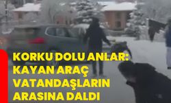 Korku dolu anlar: Kayan araç vatandaşların arasına daldı