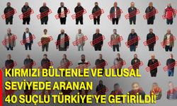 Kırmızı Bültenle ve Ulusal Seviyede Aranan 40 Suçlu Türkiye'ye Getirildi
