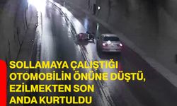 Sollamaya çalıştığı otomobilin önüne düştü, ezilmekten son anda kurtuldu