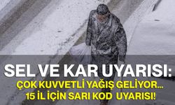 Sel ve Kar Uyarısı: Çok Kuvvetli Yağış Geliyor… 15 İl İçin Sarı Kodlu Uyarı