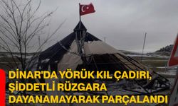 Dinar'da yörük kıl çadırı, şiddetli rüzgara dayanamayarak parçalandı