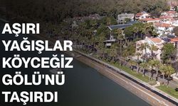 Aşırı yağışlar Köyceğiz Gölü'nü taşırdı