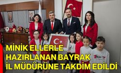 Minik Ellerle Hazırlanan Bayrak İl Müdürüne Takdim Edildi