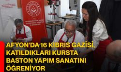 Afyon'da 16 Kıbrıs gazisi, katıldıkları kursta baston yapım sanatını öğreniyor