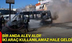 Bir Anda Alev Aldı! İki Araç Kullanılamaz Hale Geldi